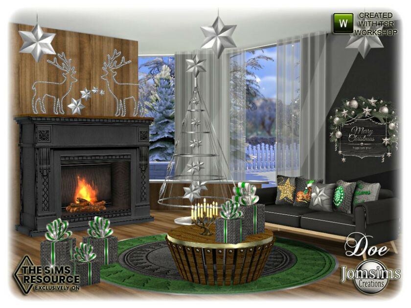 sims 4 cc doe christmas living room by jomsims 4