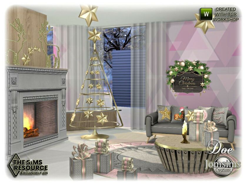 sims 4 cc doe christmas living room by jomsims 6