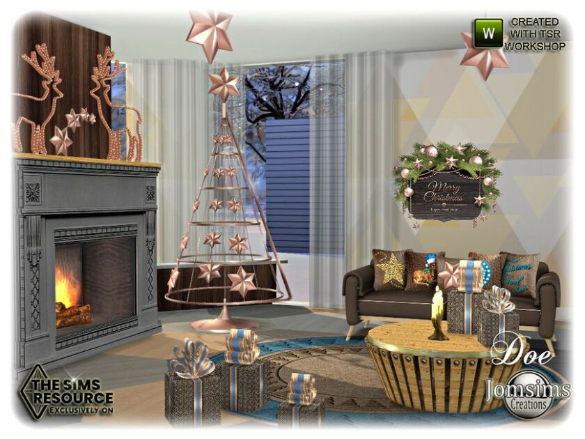 sims 4 cc doe christmas living room by jomsims 7