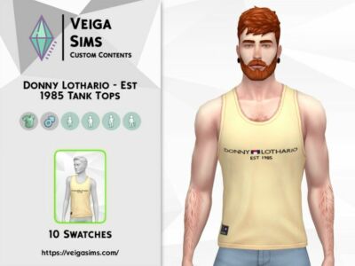 Donny Lothario – EST 1985 Tank Tops Sims 4 CC