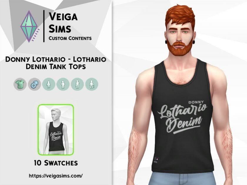 Donny Lothario – Lothario Denim Tank Tops Sims 4 CC