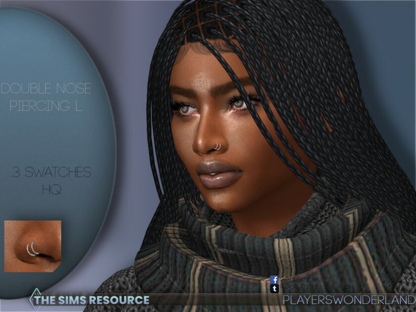 Double Nose Piercing L By Playerswonderland Sims 4 CC