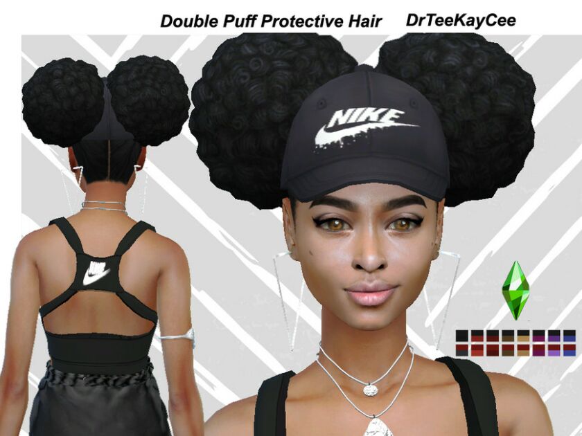 Double Puff Protective Hairstyle By Drteekaycee Sims 4 CC