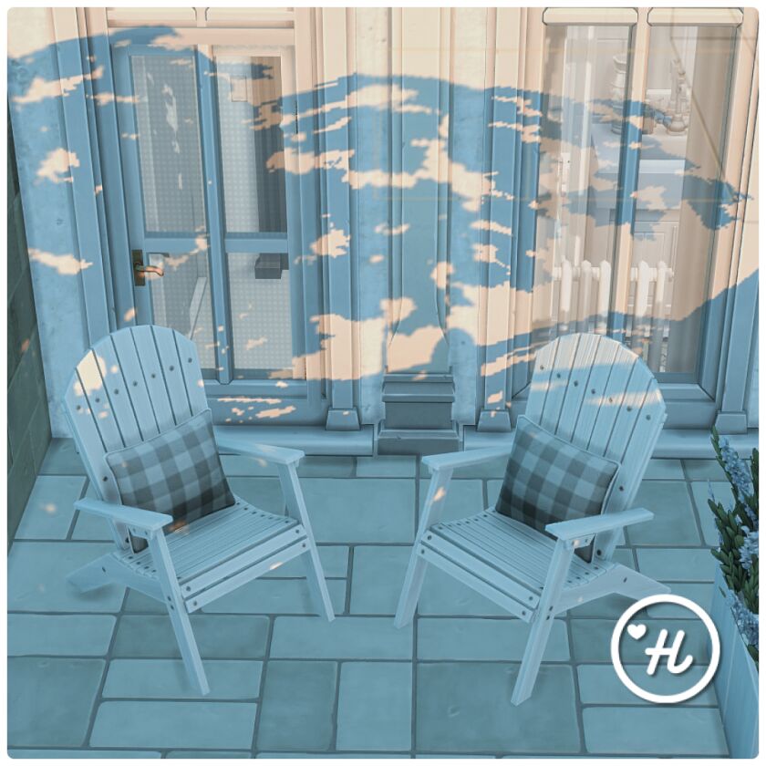 wooden garden chair and pillow Sims 4 CC