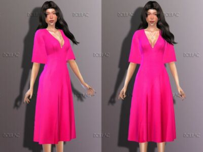 Draped Midi Dress DO230 Sims 4 CC