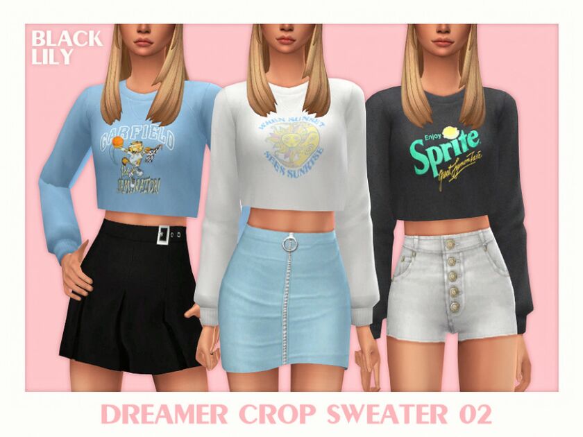 Dreamer Crop Sweater 02 Sims 4 CC