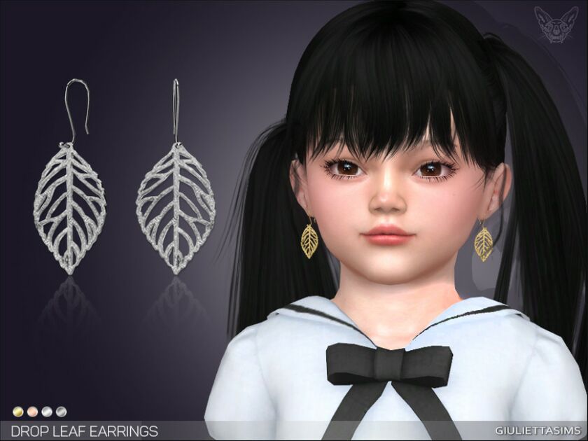 Drop Leaf Earrings For Toddlers Sims 4 CC