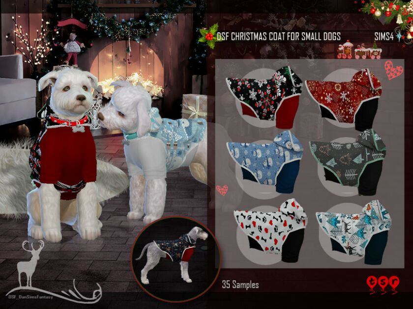 DSF Christmas Coat For Small Dogs Sims 4 CC