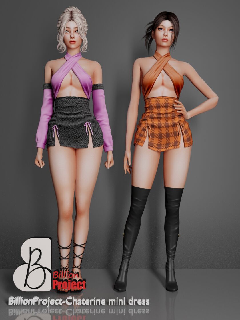 Early Acces Billionproject-Chaterine Mini Dress Sims 4 CC