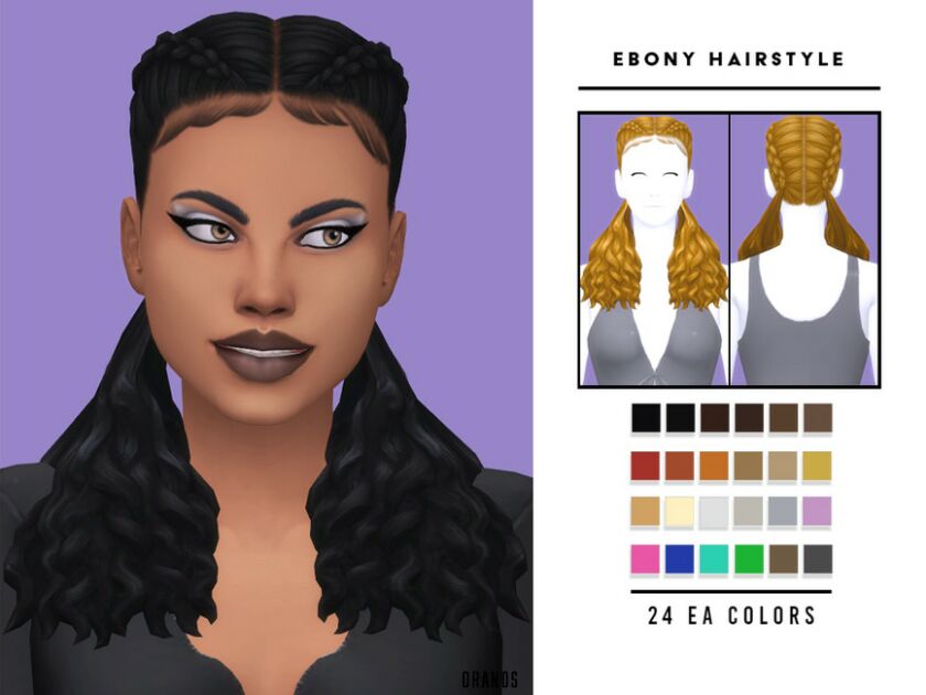 Ebony Hairstyle By Oranostr Sims 4 CC