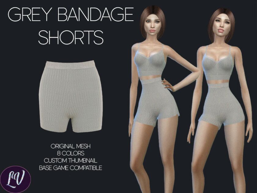 Eden – Grey Bandage Shorts By Linavees Sims 4 CC