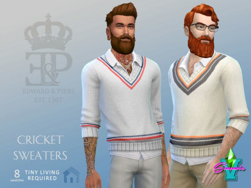 Edward & Piers Cricket Sweaters By Simmiev Sims 4 CC