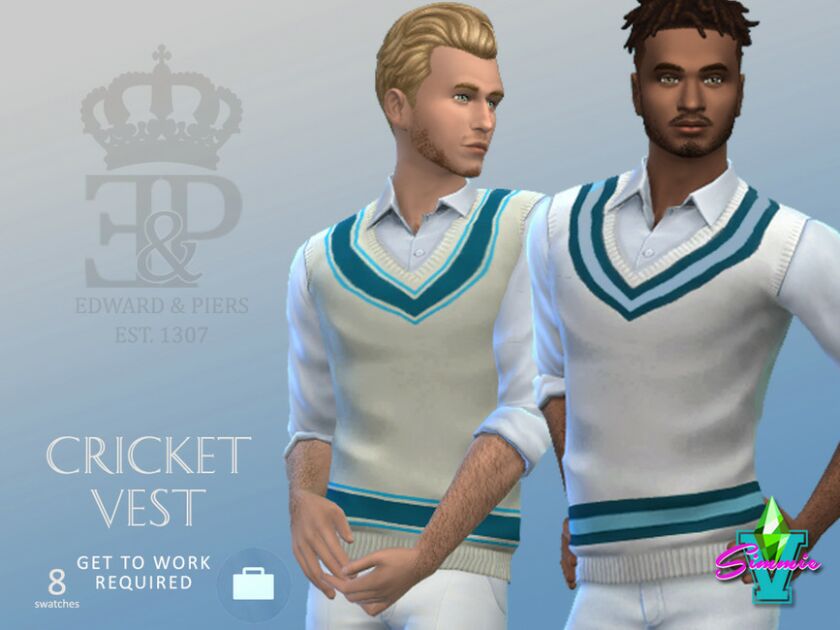 Edward & Piers Cricket Vest By Simmiev Sims 4 CC