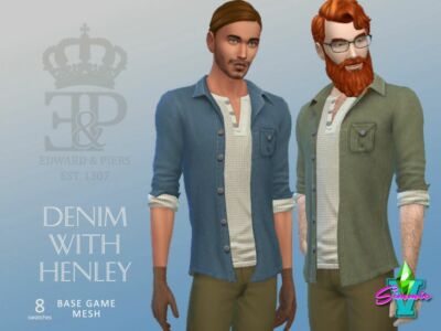 Edward & Piers Denim With Henley By Simmiev Sims 4 CC