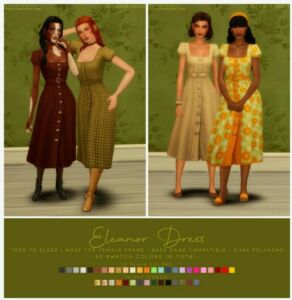 Eleanor Cute Long Dress Sims 4 CC