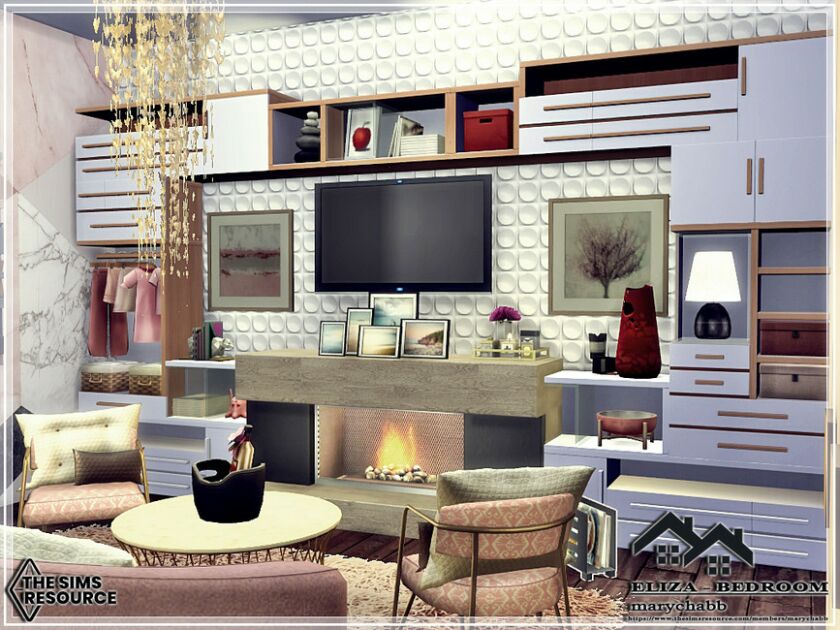 sims 4 cc eliza bedroom by marychabb 2