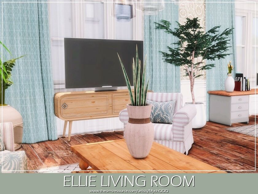 sims 4 cc ellie living room by mychqqq 5