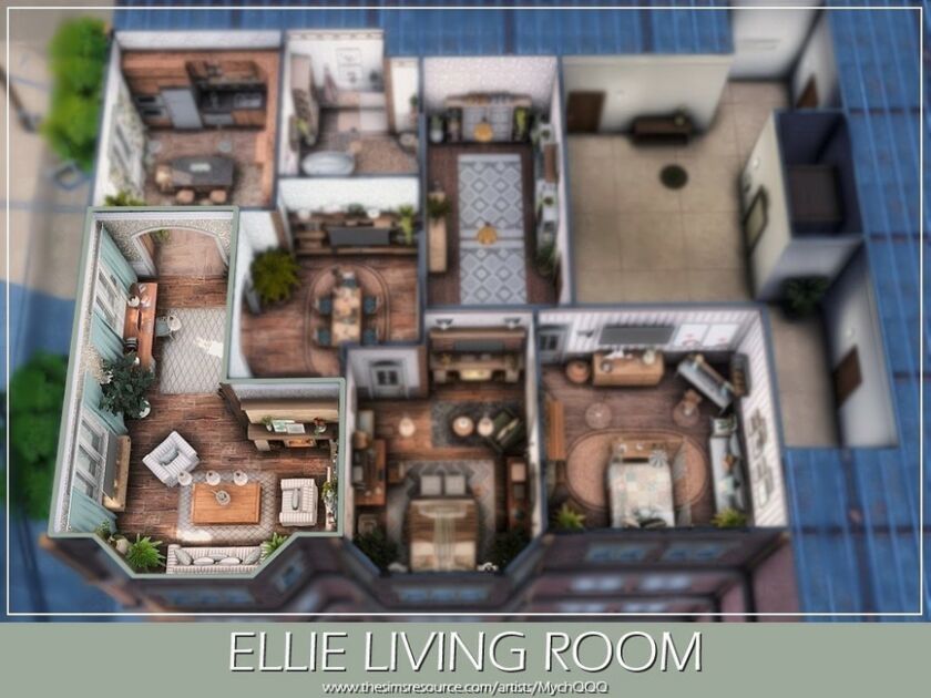 sims 4 cc ellie living room by mychqqq 7