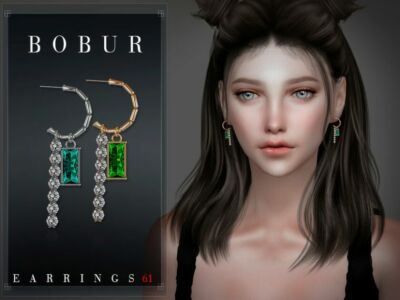 Emerald Diamond Earrings By Bobur3 Sims 4 CC