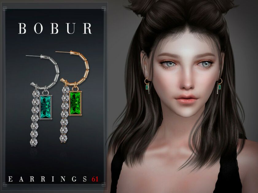 sims 4 cc emerald diamond earrings by bobur3 2