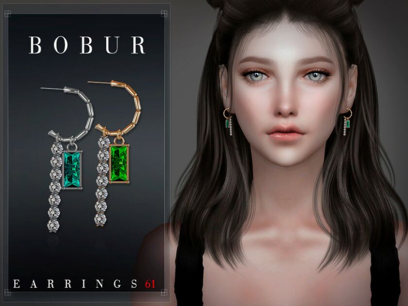 sims 4 cc emerald diamond earrings by bobur3 3