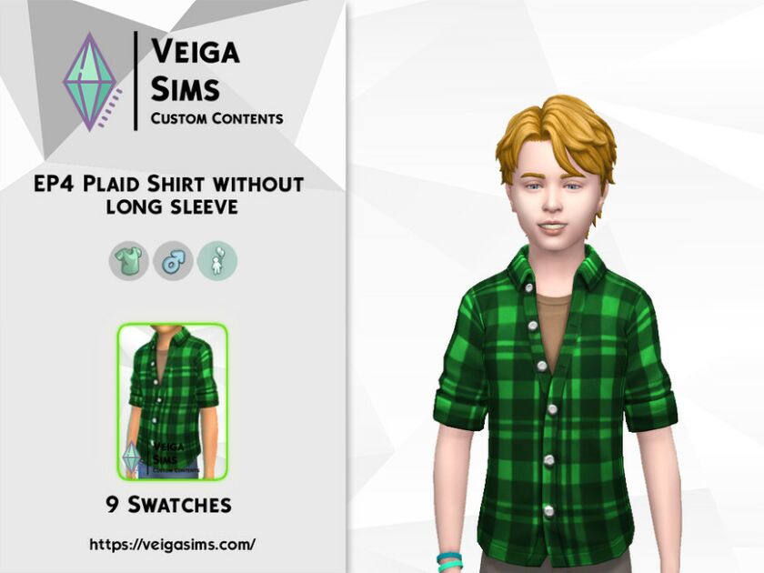 Plaid Shirt Without Long Sleeve Sims 4 CC