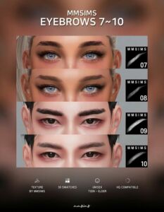 Eyebrows 7~10 By Mmsims Sims 4 CC