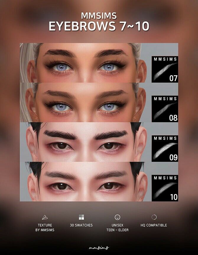 Eyebrows 7~10 By Mmsims Sims 4 CC