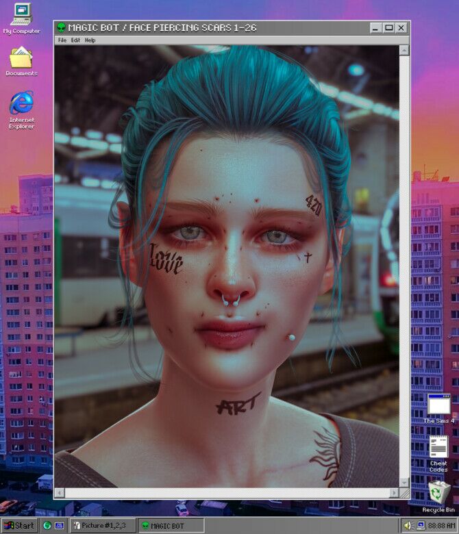 Face Piercing Scars 1-26 Sims 4 CC