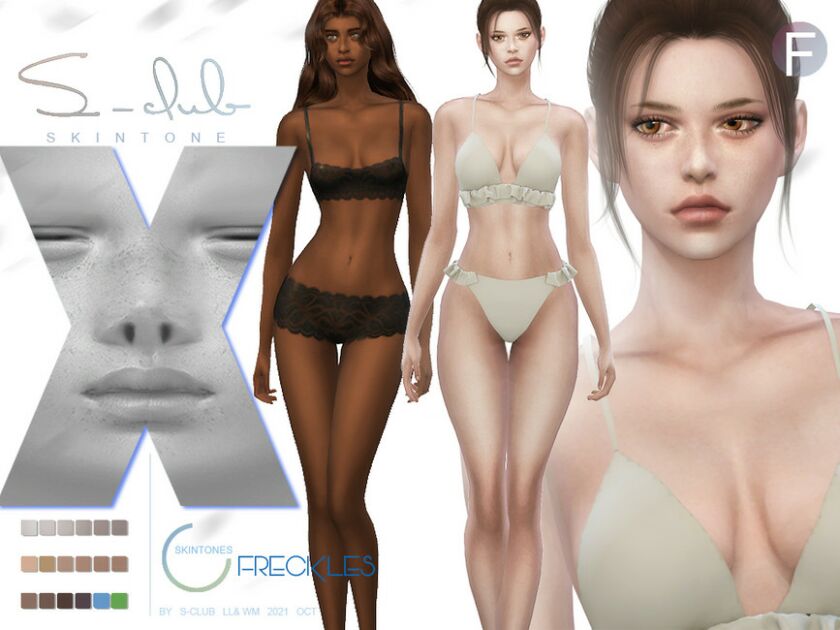 Female Natural Freckles Skintones Overlay By S-Club Sims 4 CC