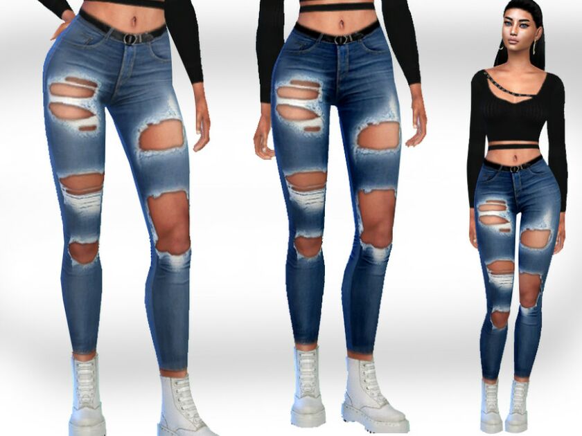 Female Ripped Jeans By Saliwa Sims 4 CC