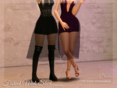 Fishnet Midi Skirt By Dissia Sims 4 CC