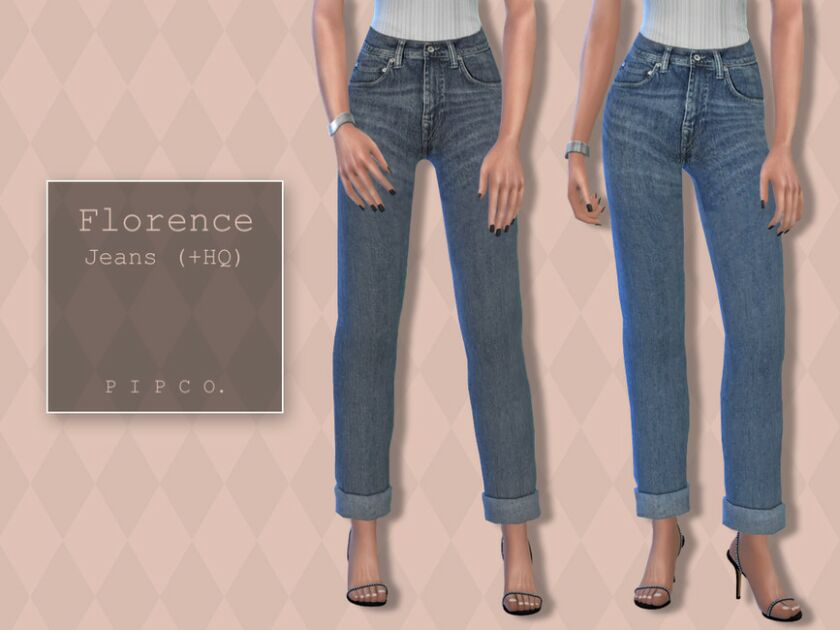 Florence Jeans (Rolled Version 2). By Pipco Sims 4 CC