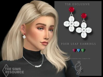 Four Leaf Earring By Glitterberryfly Sims 4 CC