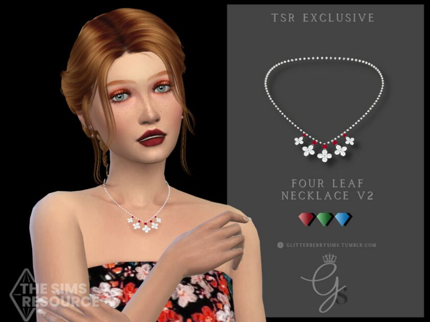 Four Leaf Necklace V2 Sims 4 CC