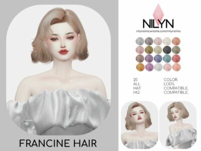 Francine Hair – NEW Mesh By Nilyn Sims 4 CC