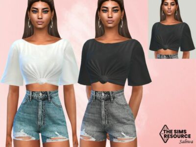 Front Tied Crop Tops By Saliwa Sims 4 CC