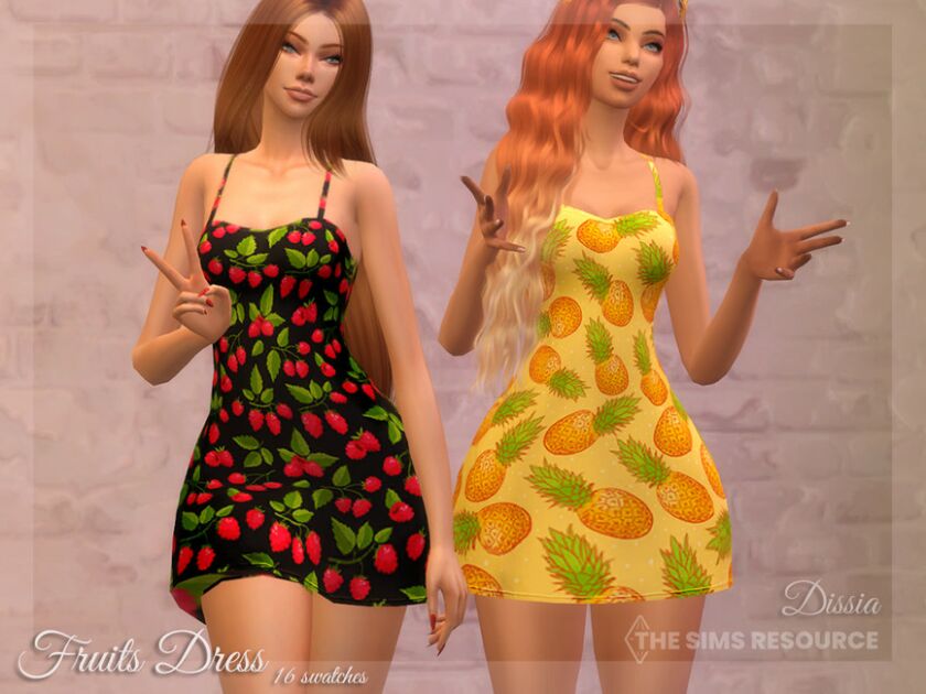 Fruits Dress By Dissia Sims 4 CC