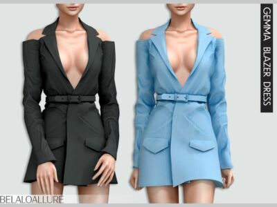 Gemma Blazer Dress ( Patreon ) By Belal1997 Sims 4 CC