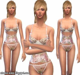 Glamsim Sweet Little Bride Rose Silk Underwear SET By Atomic-Sims Sims 4 CC