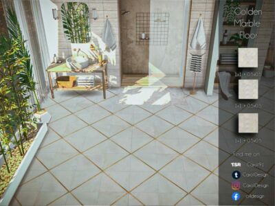 Golden Marble Floor Sims 4 CC