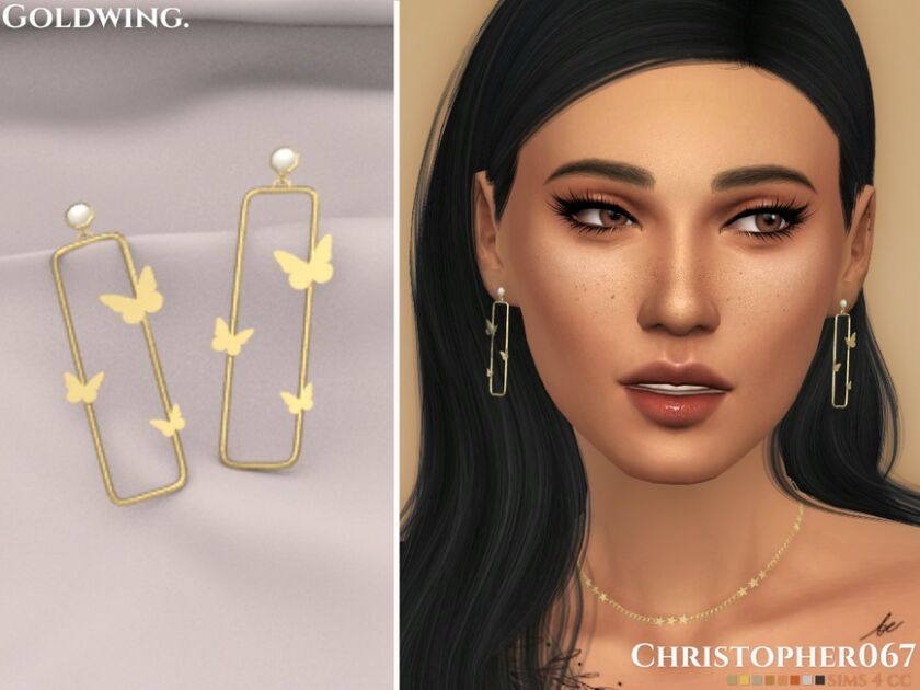 Goldwing Earrings / Christopher067 Sims 4 CC