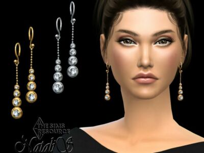 Graduated Bezel Diamond Drop Earrings Sims 4 CC