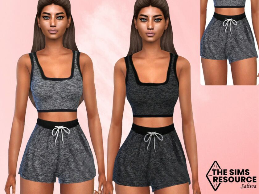 Grey Melange Athletic Shorts By Saliwa Sims 4 CC