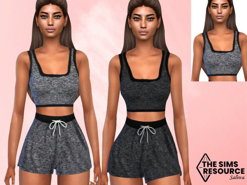 Grey Melange Athletic Tops By Saliwa Sims 4 CC