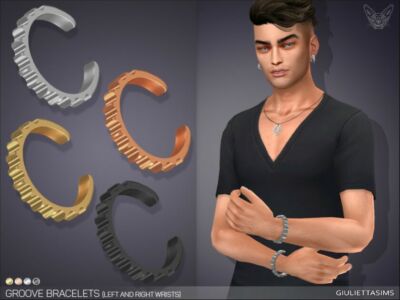 Groove Bracelet SET For MEN (Left And Right Wrists) By Feyona Sims 4 CC