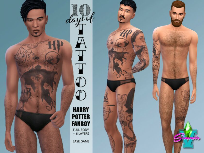 H Potter Fanboy Tattoo By Simmiev Sims 4 CC