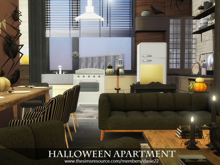 sims 4 cc halloween apartment by dasie2 2