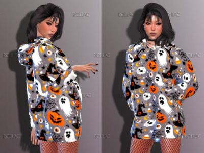 Halloween Hoodie Dress DO208 Sims 4 CC