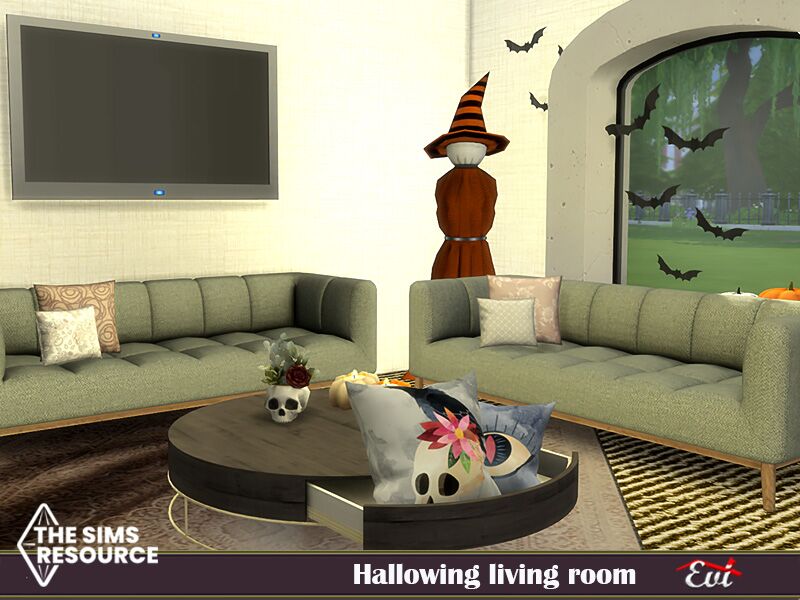 sims 4 cc halloween living room tsr only cc by evi 6